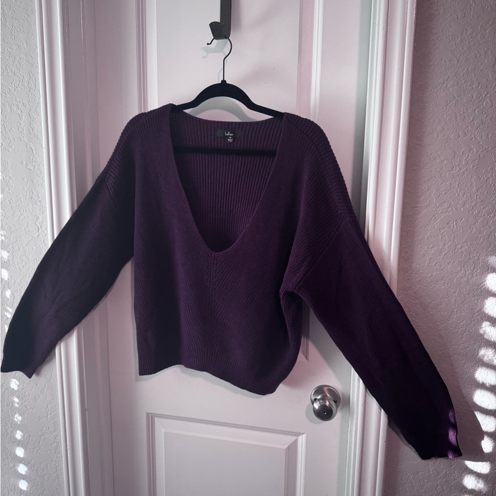 Lulu's V-Neck Purple Sweater